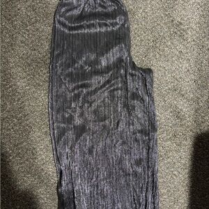 Shimmering Silver Pleated Pants